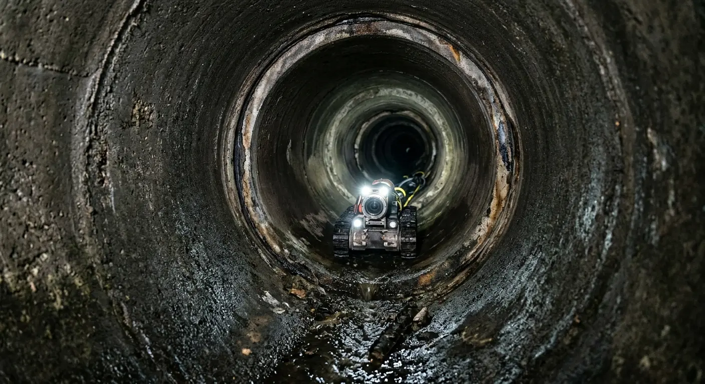 Robotic sewer camera inspecting pipe interior for Sewer Line Repair in Terrell